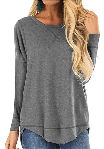 Women's T-shirt Long Sleeve T-Shirts Patchwork Casual Solid Color