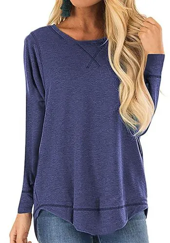 Women's T-shirt Long Sleeve T-Shirts Patchwork Casual Solid Color