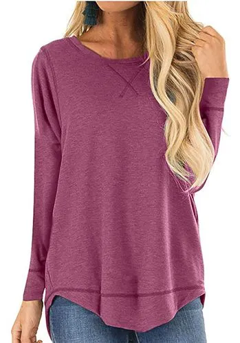 Women's T-shirt Long Sleeve T-Shirts Patchwork Casual Solid Color