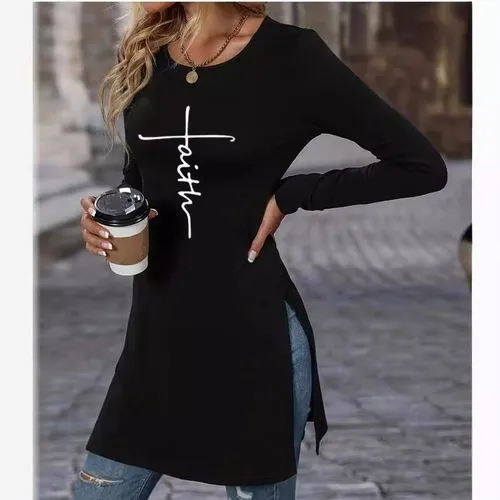 Women's T-shirt Long Sleeve T-Shirts Printing Casual Letter