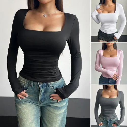 Women's T-shirt Long Sleeve T-Shirts Streetwear Solid Color