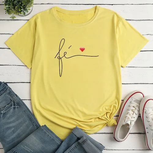 Women's T-shirt Short Sleeve T-shirts Printing Casual Letter Heart Shape