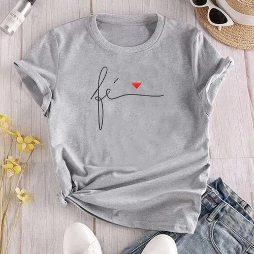 Women's T-shirt Short Sleeve T-shirts Printing Casual Letter Heart Shape