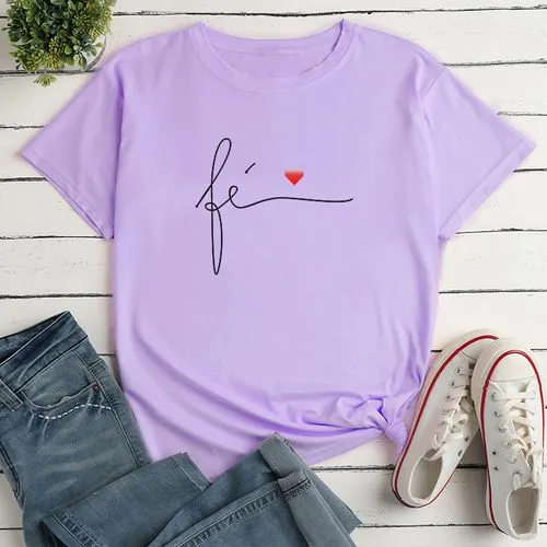 Women's T-shirt Short Sleeve T-shirts Printing Casual Letter Heart Shape