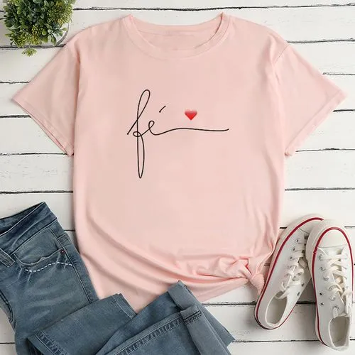 Women's T-shirt Short Sleeve T-shirts Printing Casual Letter Heart Shape