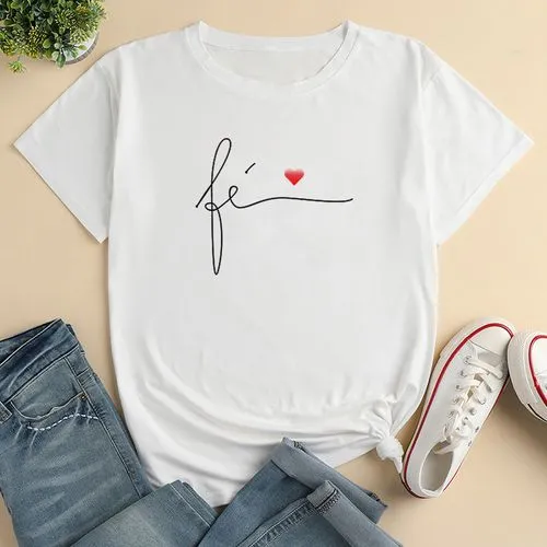 Women's T-shirt Short Sleeve T-shirts Printing Casual Letter Heart Shape