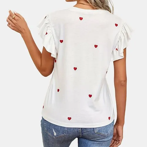 Women's T-shirt Short Sleeve T-shirts Romantic Streetwear Heart Shape