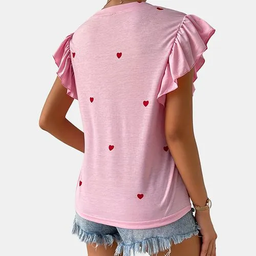 Women's T-shirt Short Sleeve T-shirts Romantic Streetwear Heart Shape