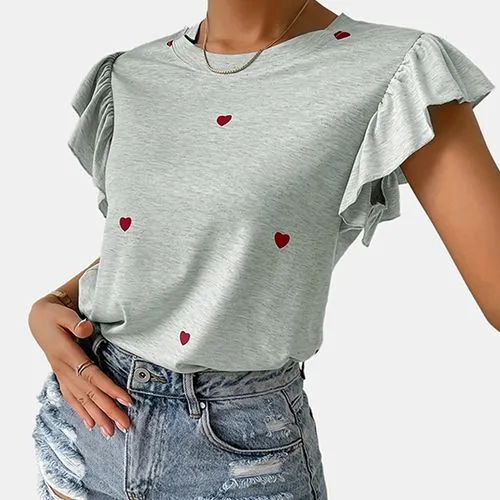 Women's T-shirt Short Sleeve T-shirts Romantic Streetwear Heart Shape