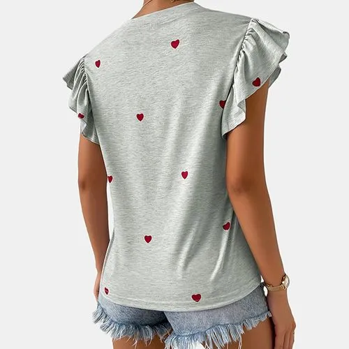 Women's T-shirt Short Sleeve T-shirts Romantic Streetwear Heart Shape