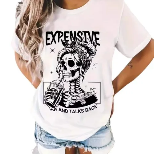 Women's T-shirt Short Sleeve T-Shirts Streetwear Letter Skull